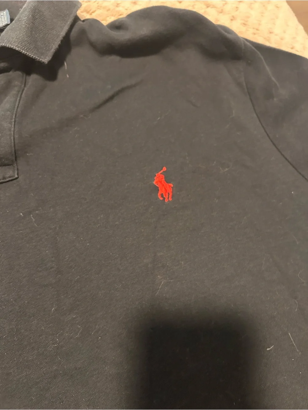 Ralph Lauren Black Polo with Red Pony Embroidery